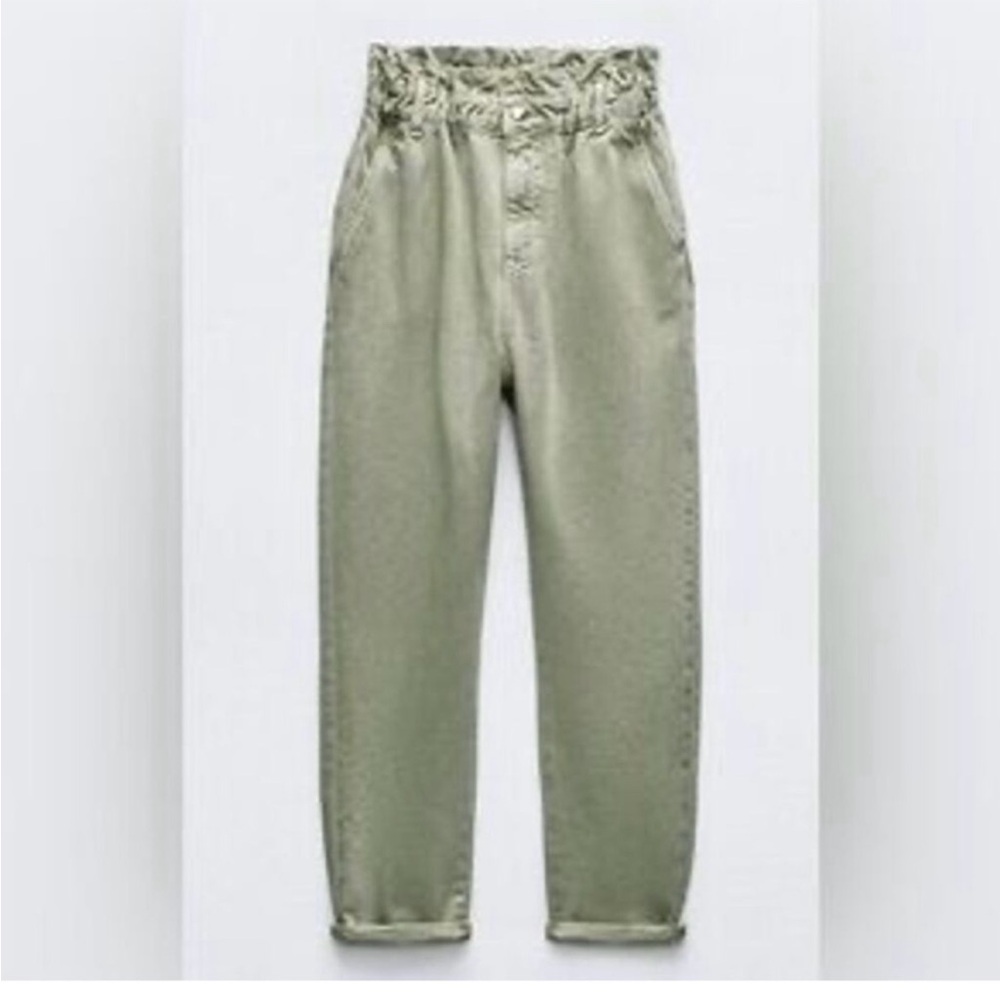Zara High-Waisted Pantsun green sage - Picture 3 of 3